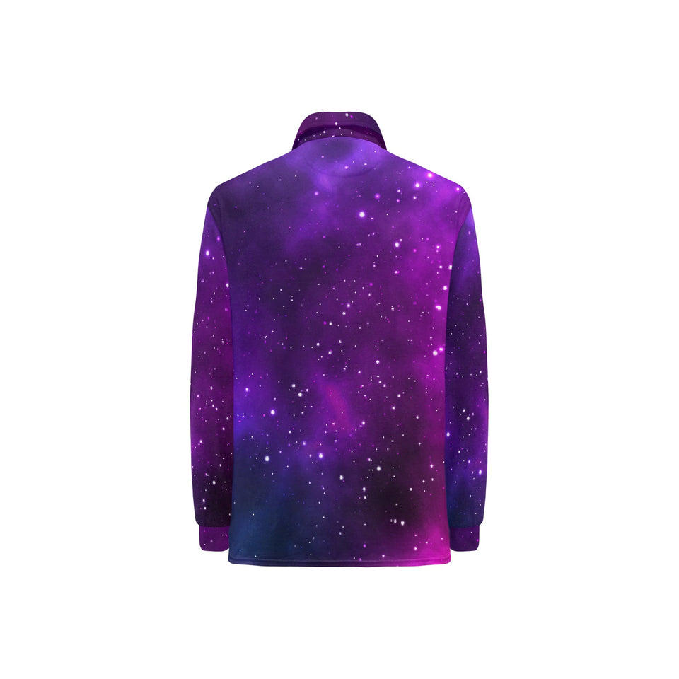 Pink Space Galaxy Pattern4 Women's Long Sleeve Polo Shirt