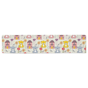 Teddy Bear Pattern Print Design 04 Table Runner