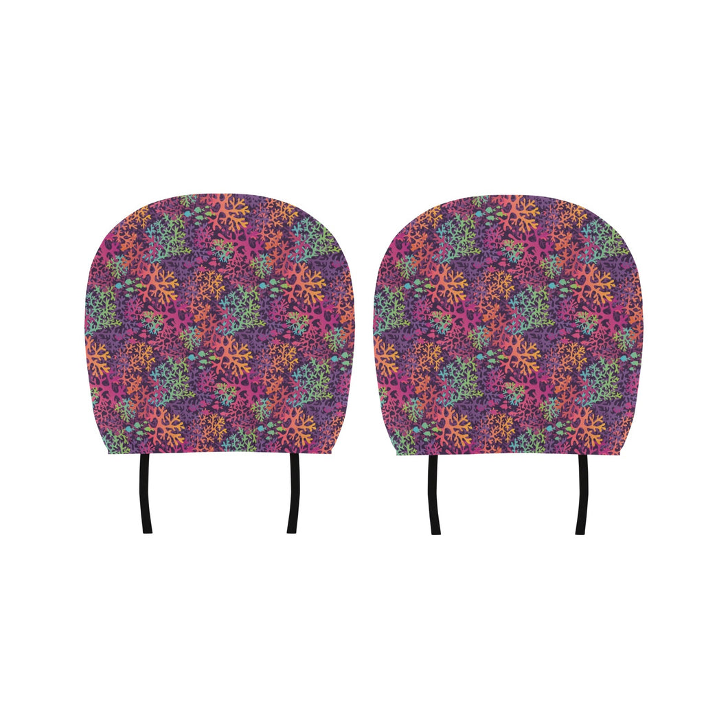 Coral Reef Pattern Print Design 03 Car Headrest Cover