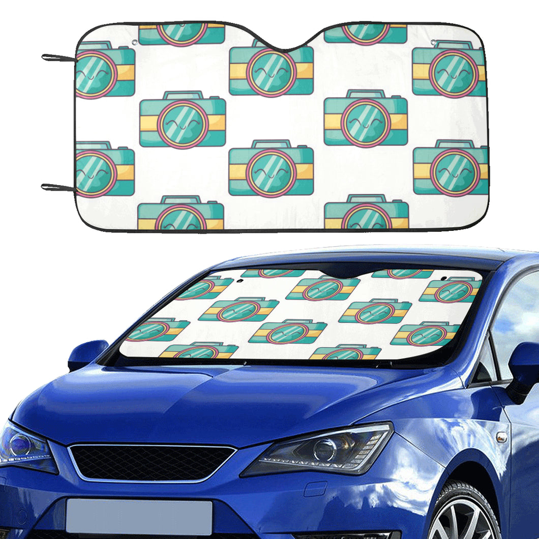 Camera Pattern Print Design 02 Car Sun Shade