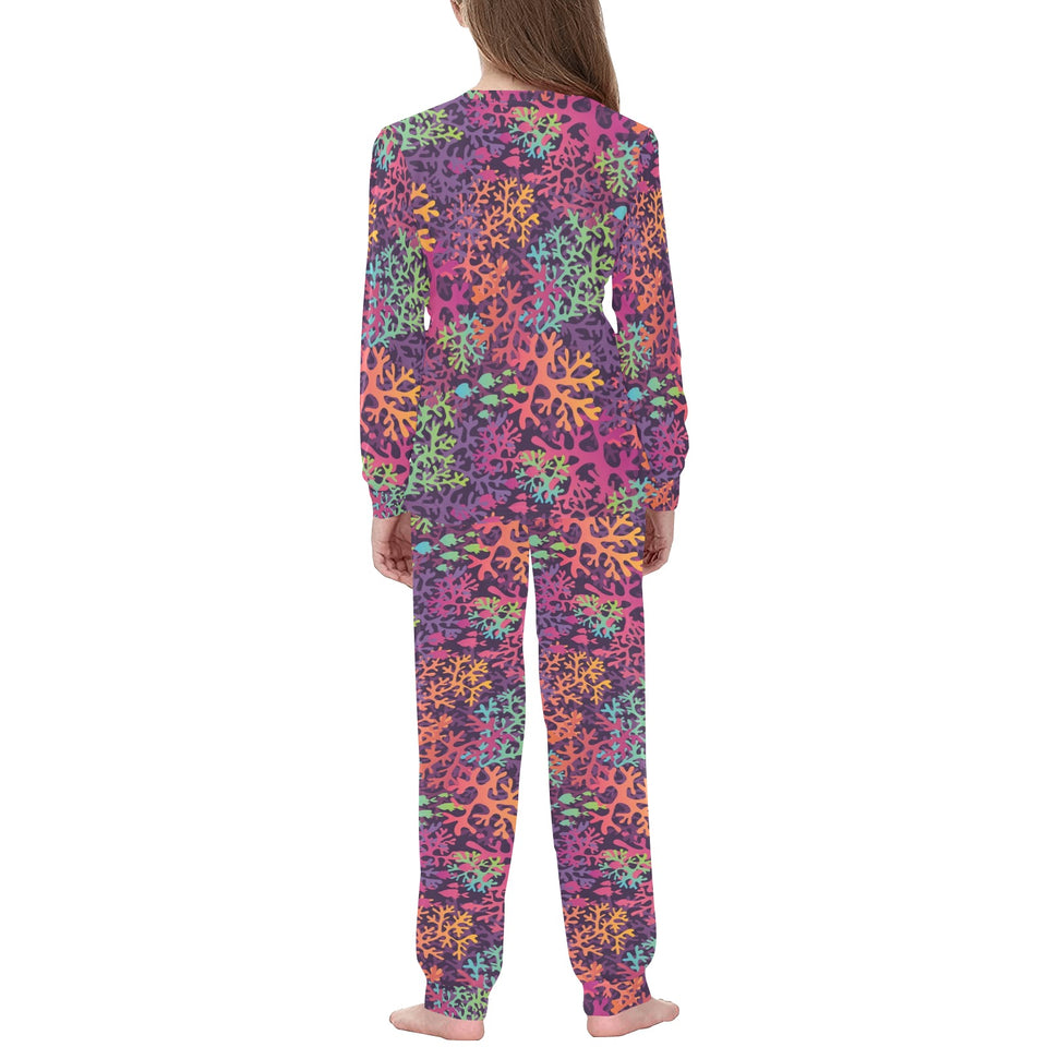 Coral Reef Pattern Print Design 03 Kids' Boys' Girls' All Over Print Pajama Set