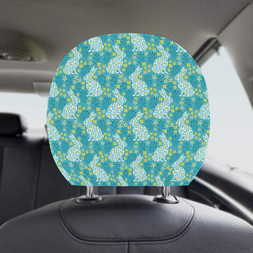 Rabbit Flower Theme Pattern Car Headrest Cover