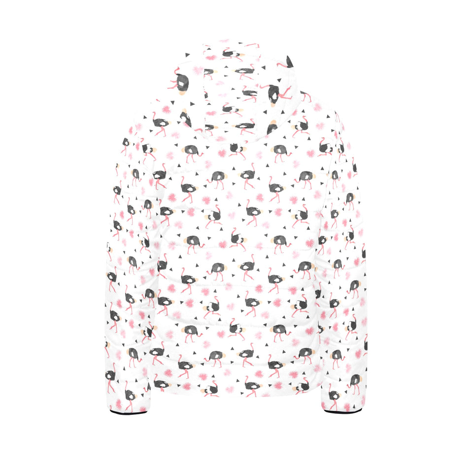 Ostrich Pattern Print Design 03 Kids' Boys' Girls' Padded Hooded Jacket