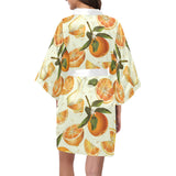 Orange Pattern Women's Short Kimono Robe