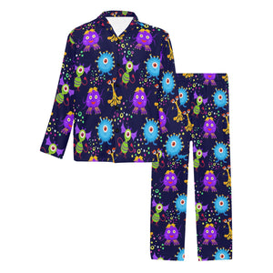 Alien Pattern Print Design 01 Men's Long Pajama Set