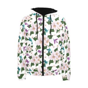 Hummingbird Pattern Print Design 01 Men's Padded Hooded Jacket(ModelH42)