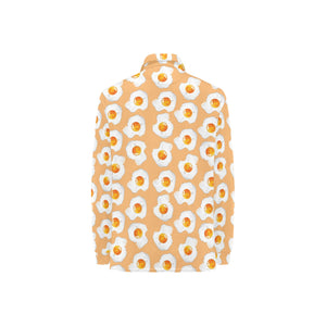 Fried Eggs Pattern Print Design 01 Women's Long Sleeve Polo Shirt