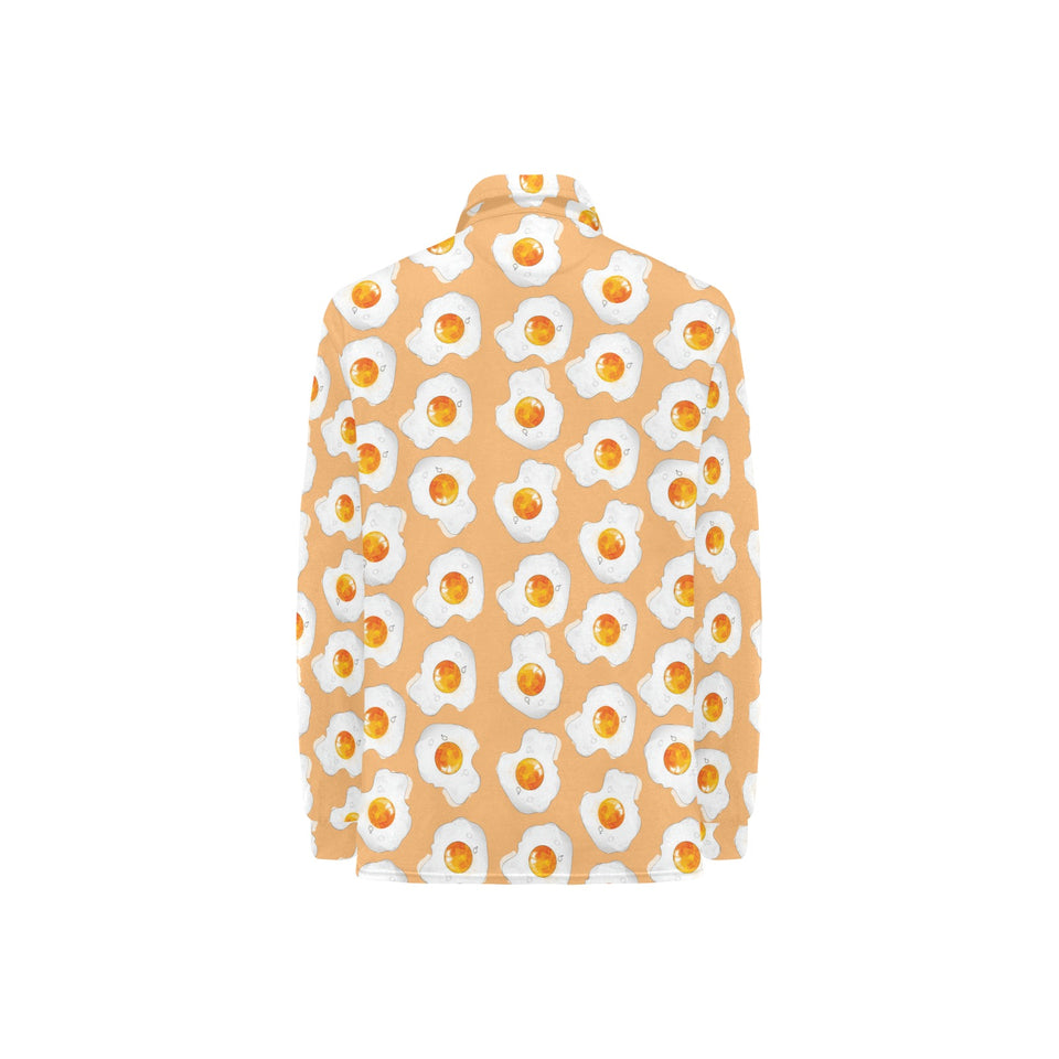 Fried Eggs Pattern Print Design 01 Women's Long Sleeve Polo Shirt