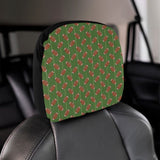 American Football Ball Pattern Green Background Car Headrest Cover