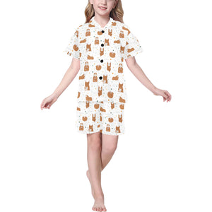 Guinea Pig Pattern Print Design 01 Kids' Boys' Girls' V-Neck Short Pajama Set