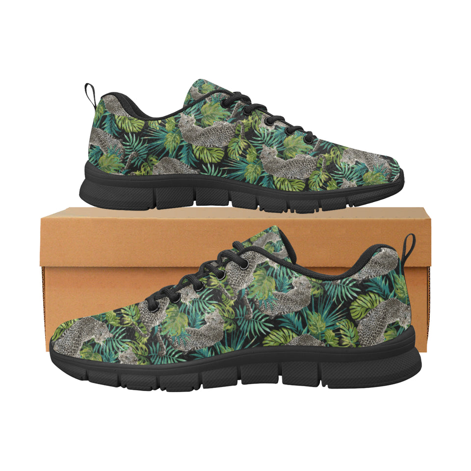 Leopard Leaves Pattern Men's Sneakers Black