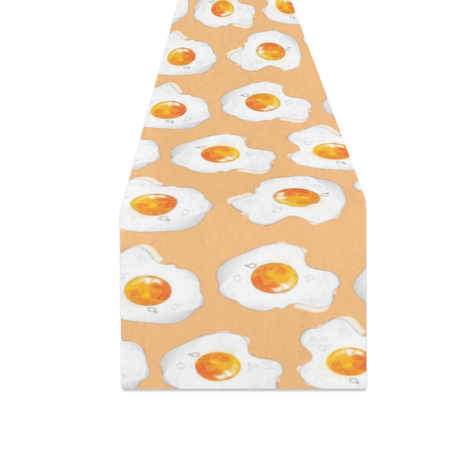 Fried Eggs Pattern Print Design 01 Table Runner