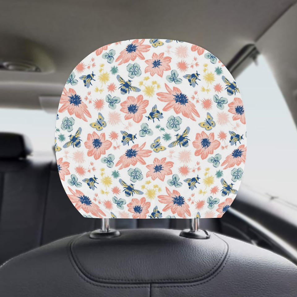 Hand Drawn Bee Pattern Car Headrest Cover