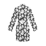 English Bulldog Pattern Print Design 02 Women's Long Sleeve Belted Night Robe