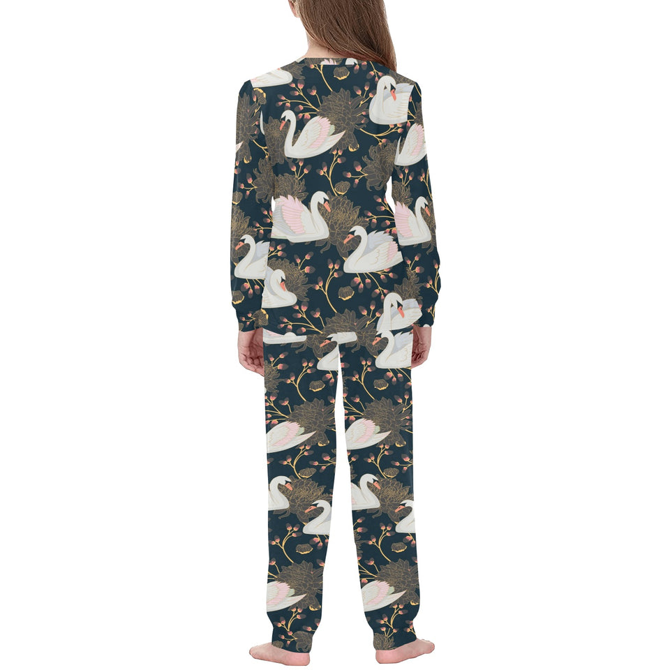 Swan Pattern Kids' Boys' Girls' All Over Print Pajama Set