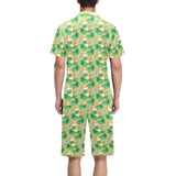 Pelican Pattern Print Design 05 Men's V-Neck Short Pajama Set