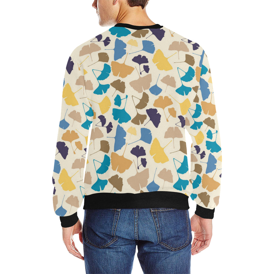 Colorful Ginkgo Leaves Pattern Men's Crew Neck Sweatshirt
