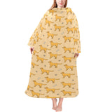 Golden Retriever Pattern Print Design 04 Blanket Robe with Sleeves