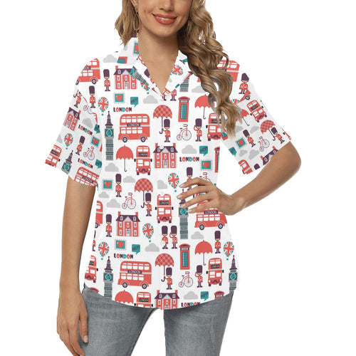 British Pattern Print Design 02 Women's All Over Print Hawaiian Shirt