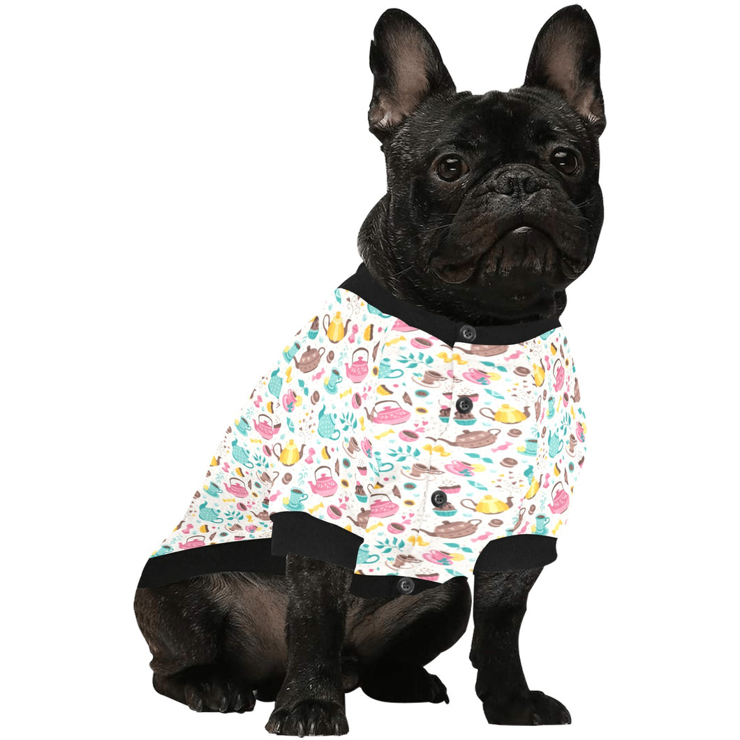 Tea pots Pattern Print Design 05 All Over Print Pet Dog Round Neck Fuzzy Shirt