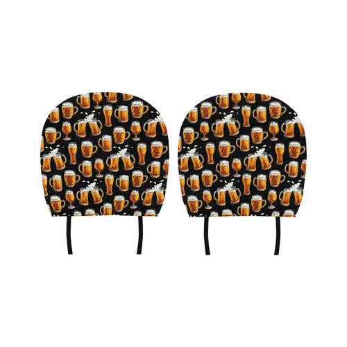 Beer Pattern Background Car Headrest Cover