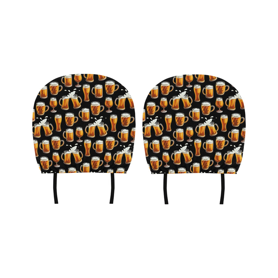 Beer Pattern Background Car Headrest Cover