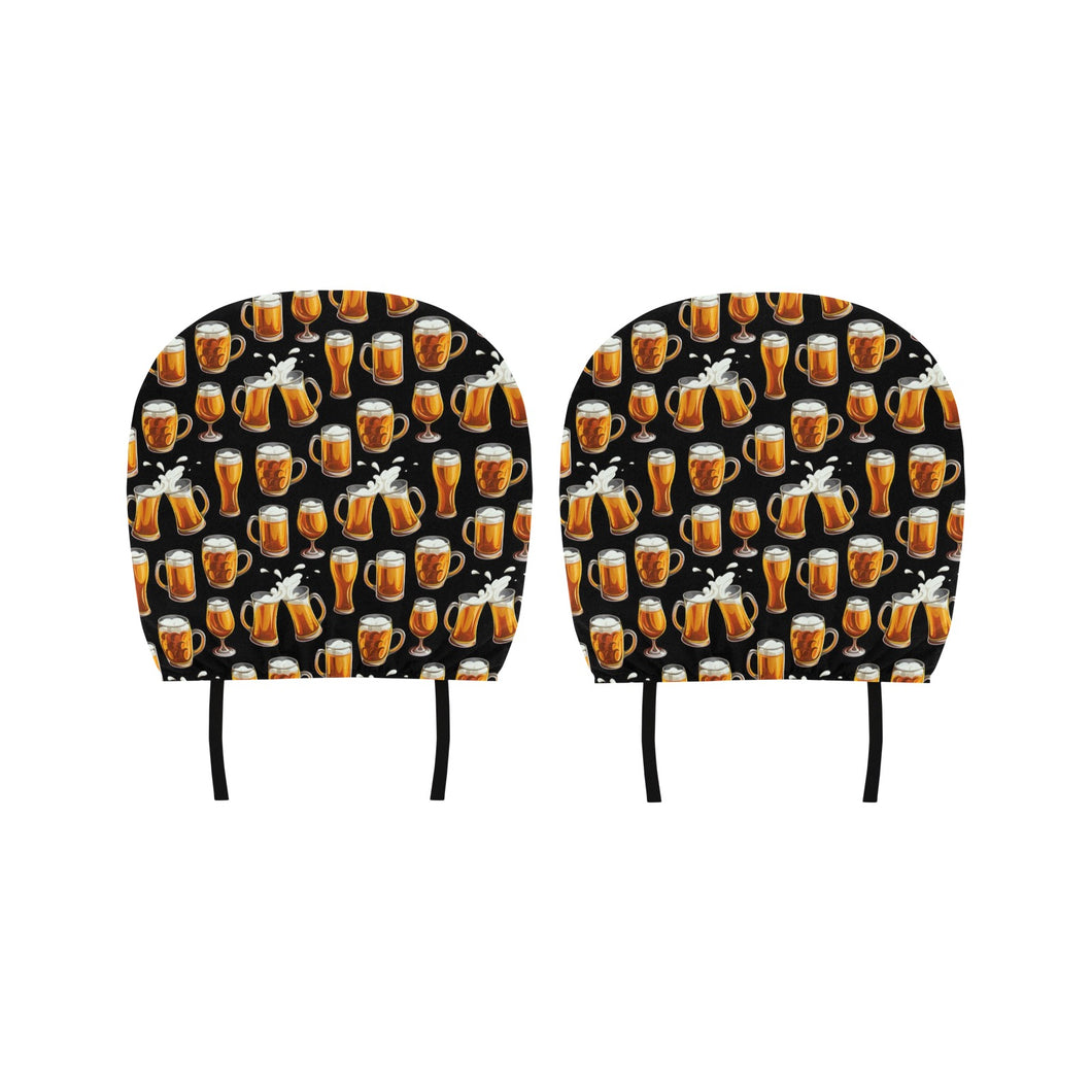 Beer Pattern Background Car Headrest Cover