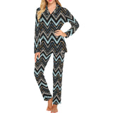 Zigzag Chevron African Afro Dashiki Adinkra Kente Women's Long Pajama Set