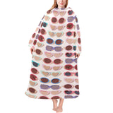 Sun Glasses Pattern Print Design 04 Blanket Robe with Sleeves