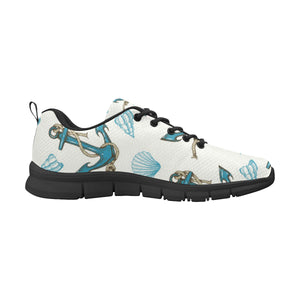 Anchor Shell Starfish Pattern Men's Sneakers Black