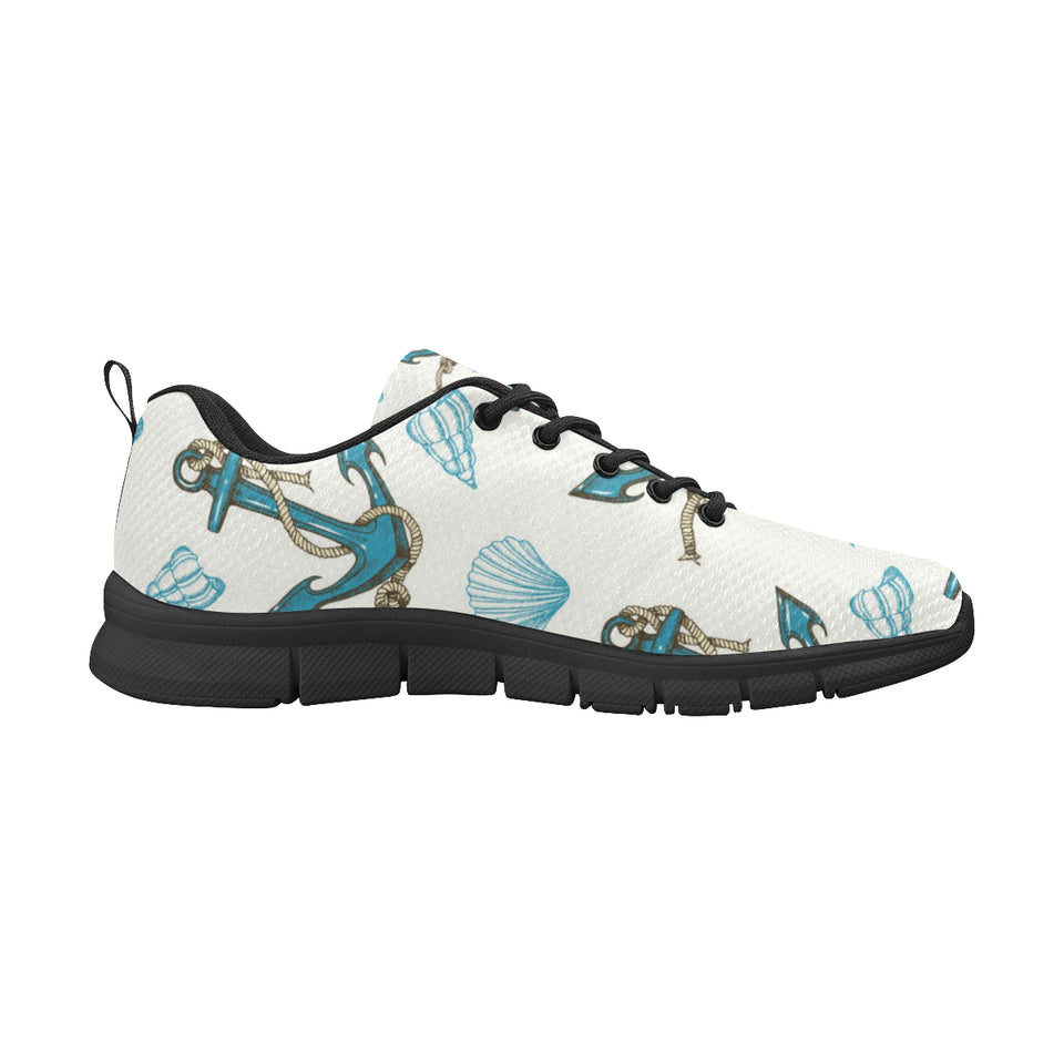 Anchor Shell Starfish Pattern Men's Sneakers Black