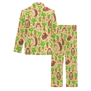 Hedgehog Pattern Print Design 02 Men's Long Pajama Set