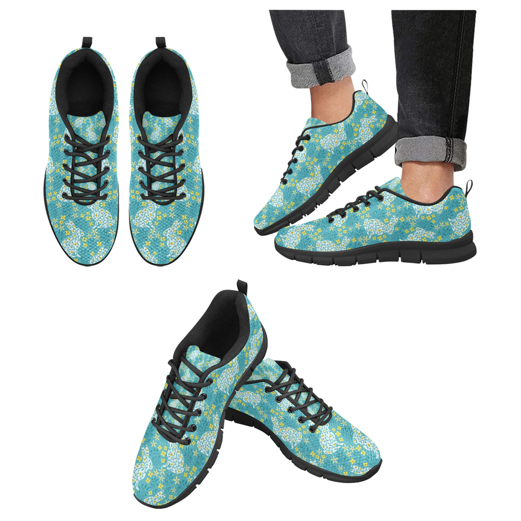 Rabbit Flower Theme Pattern Men's Sneakers Black