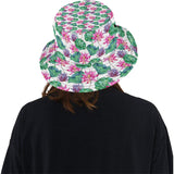 Pink Lotus Waterlily Pattern Unisex Bucket Hat