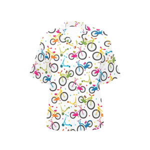 Bicycle Pattern Print Design 02 Women's All Over Print Hawaiian Shirt