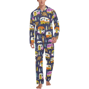 Camper Van Pattern Print Design 02 Men's Long Pajama Set