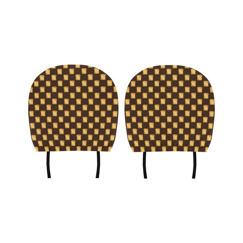 Bread Toast Pattern Print Design 01 Car Headrest Cover