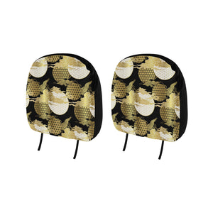 Gold Could Crane Japanese Pattern Car Headrest Cover