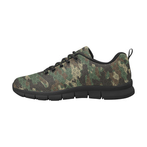 Green Camo Camouflage Honeycomb Pattern Men's Sneakers Black