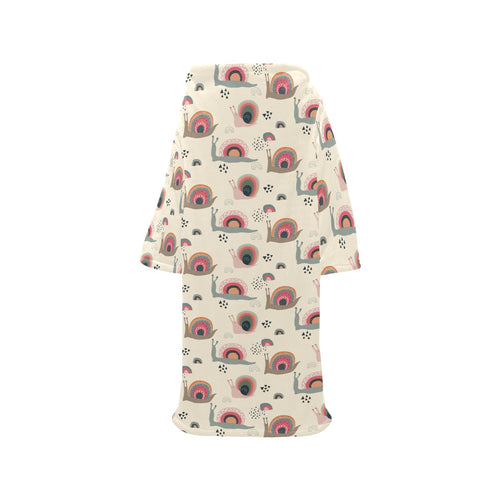 Snail Pattern Print Design 04 Blanket Robe with Sleeves