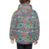 Gear Pattern Print Design 02 Kids' Boys' Girls' Padded Hooded Jacket