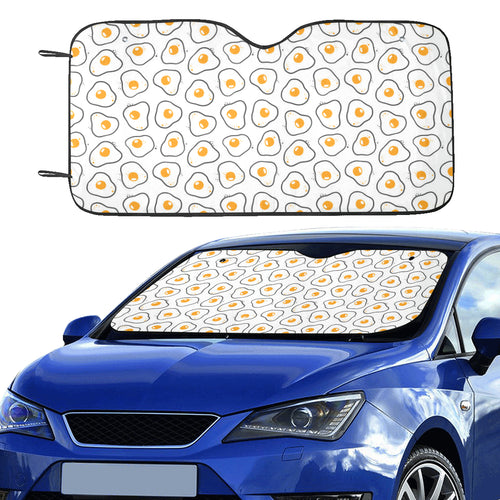 Fried Eggs Pattern Print Design 05 Car Sun Shade