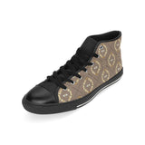 Traditional Boomerang Aboriginal Pattern Men's High Top Canvas Shoes Black