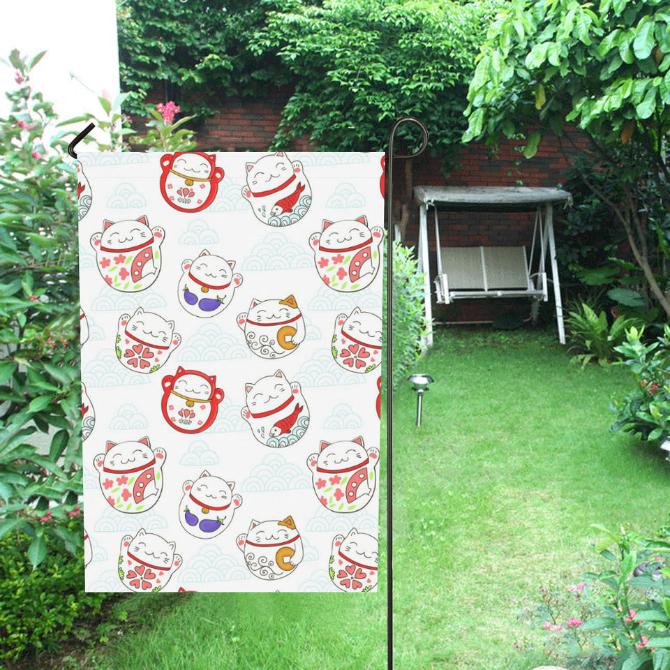 Meneki Neko Lucky Cat Pattern House Flag Garden Flag