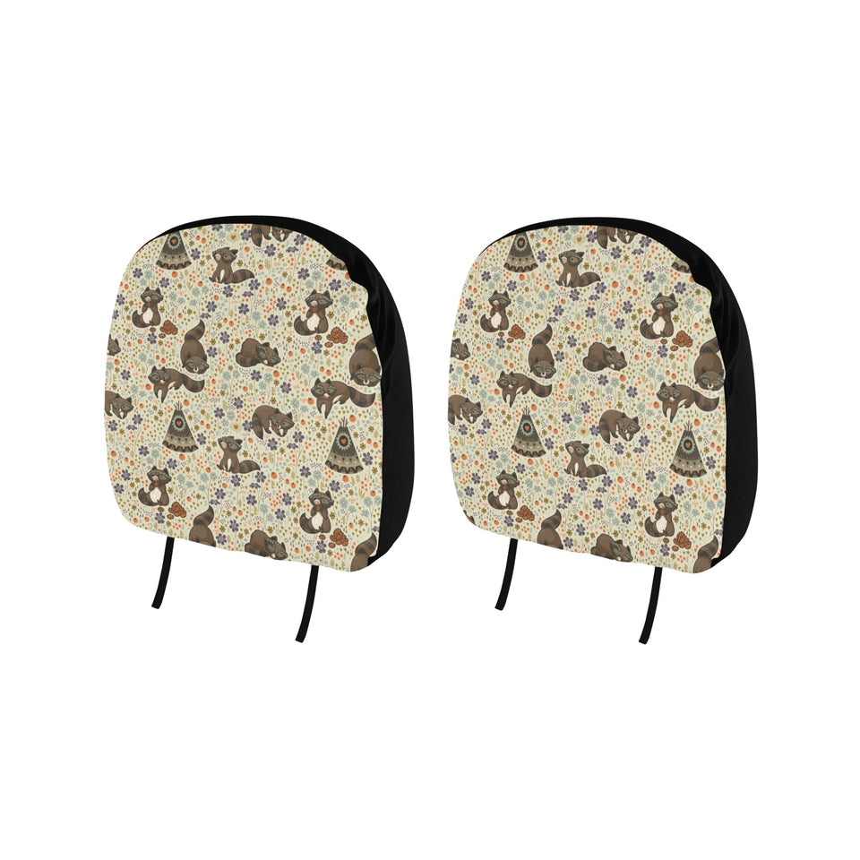 Raccoon Pattern Car Headrest Cover