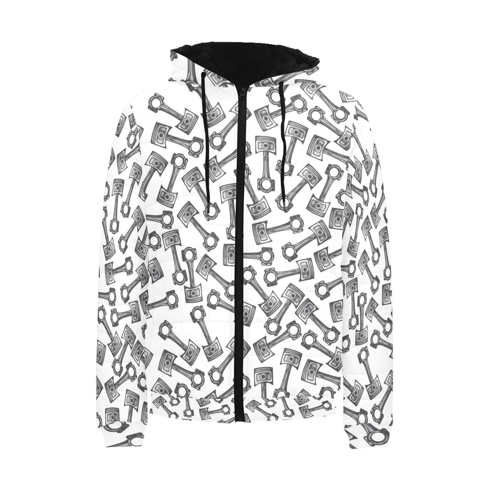 Engine Piston Pattern Print Design 01 Men's Padded Hooded Jacket(ModelH42)