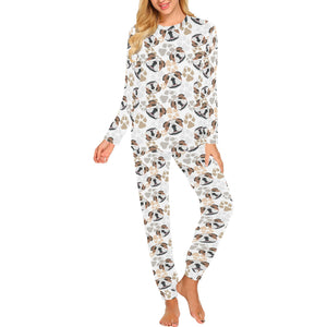 English Bulldog Pattern Print Design 01 Women's All Over Print Pajama Set