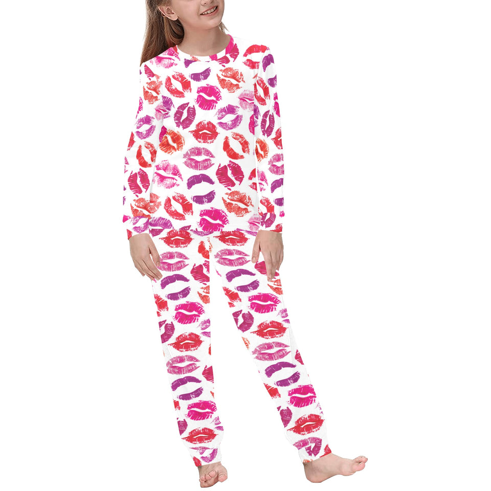 Lips Pattern Print Design 04 Kids' Boys' Girls' All Over Print Pajama Set