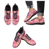 Pink Camo Camouflage Flower Pattern Men's Sneakers Black