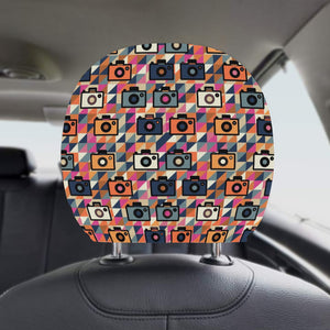 Camera Pattern Print Design 01 Car Headrest Cover